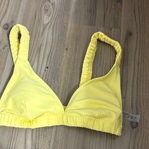Yellow Ruched Bikini Top